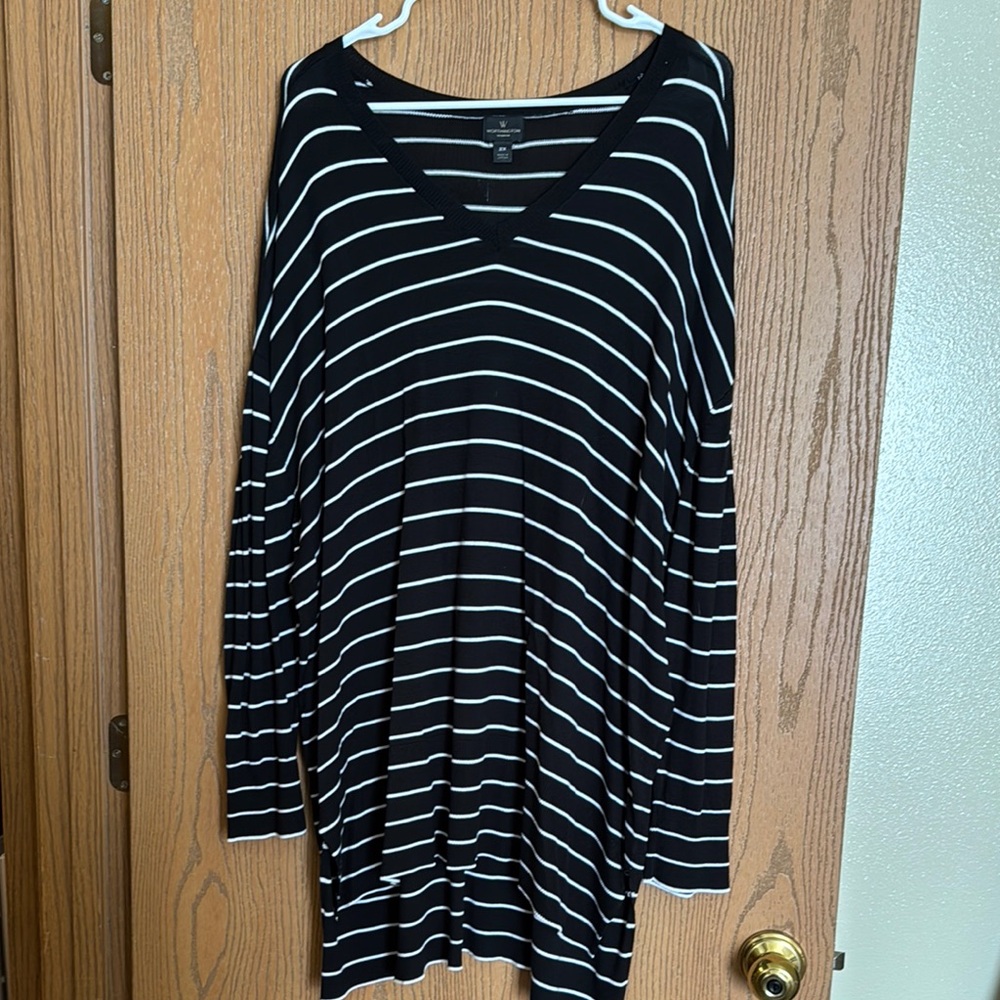 Black and White Striped Women's Top